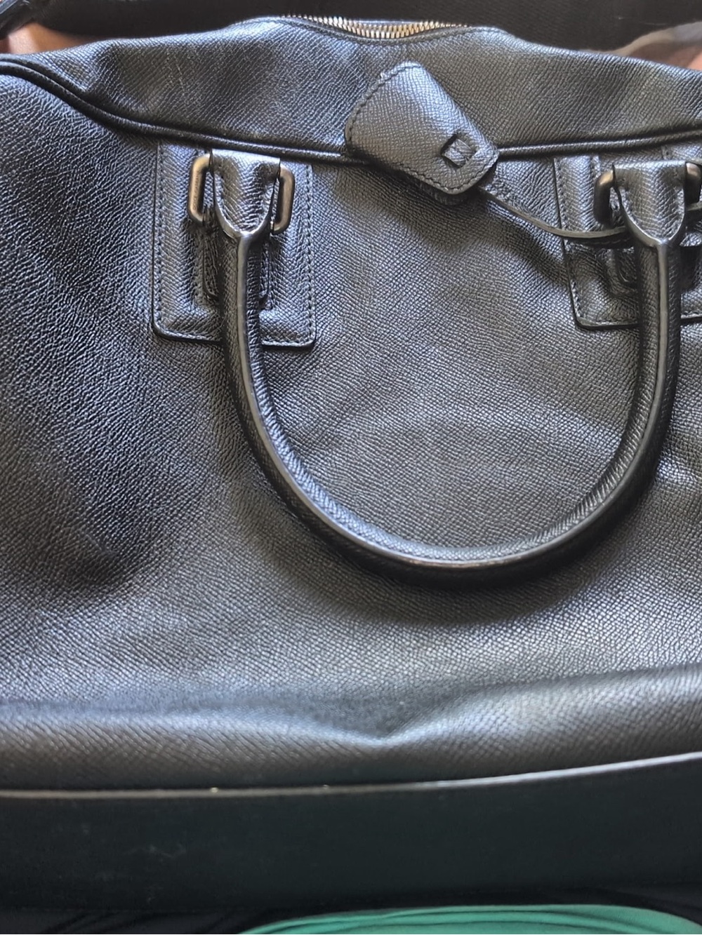 Dolce & Gabbana Black Leather Briefcase with Top Handles